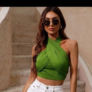 Green halter top
